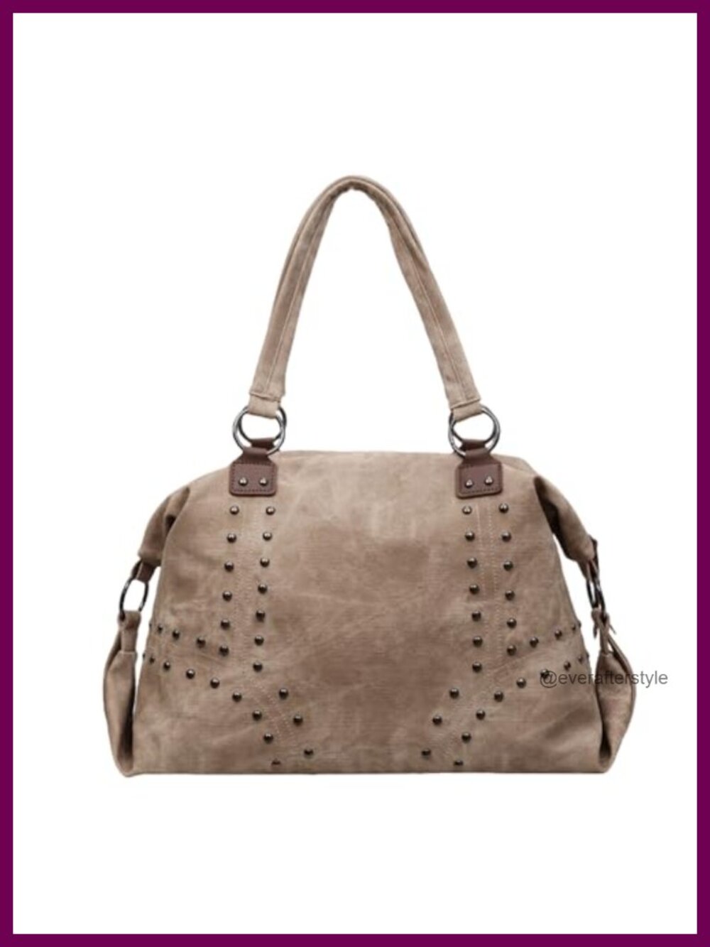Faux Leather Studded Tote Handbag Top Handle Hobo Shoulder Bag